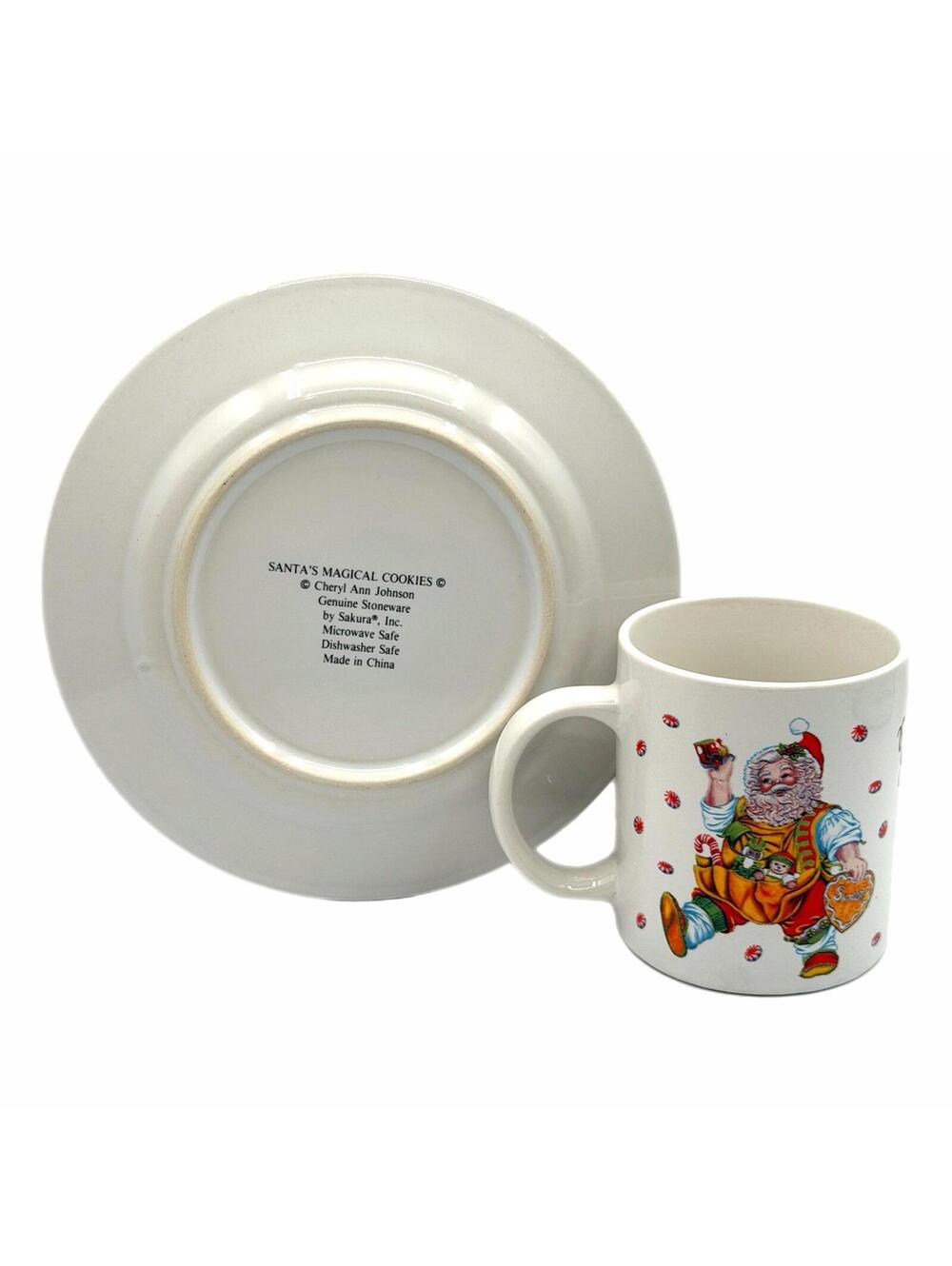 Vintage Sakura “Santa’s Magical Cookies” Ceramic Mug + Plate Set – Christmas - Picture 2 of 3